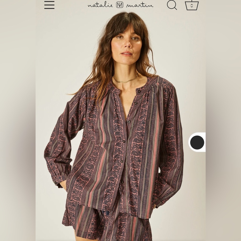 Natalie Martin New with Tags - Tolan shirt in Paisley Stripe Heather. Size Small